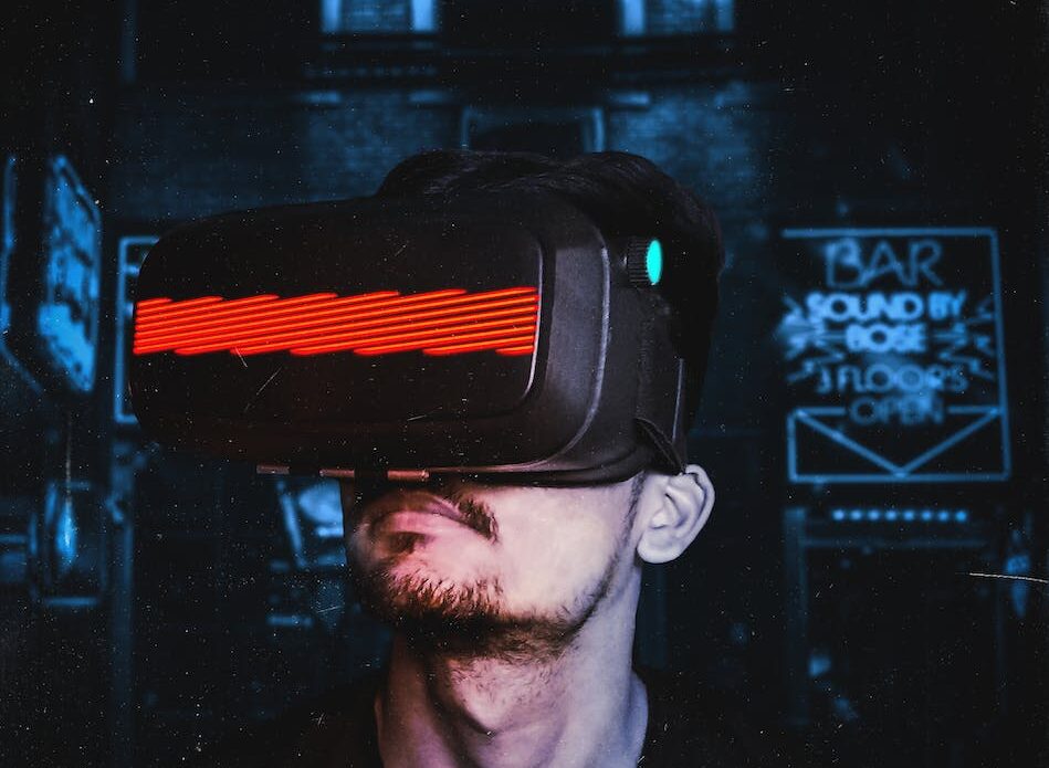 man wearing vr goggles